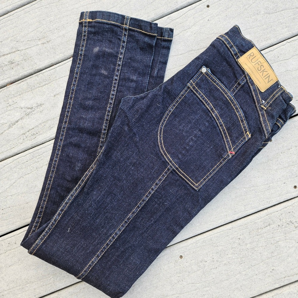 Rufskin Matchstick Slim-Fit Straight Indigo Button Fly Jeans Mens Size 30 USA